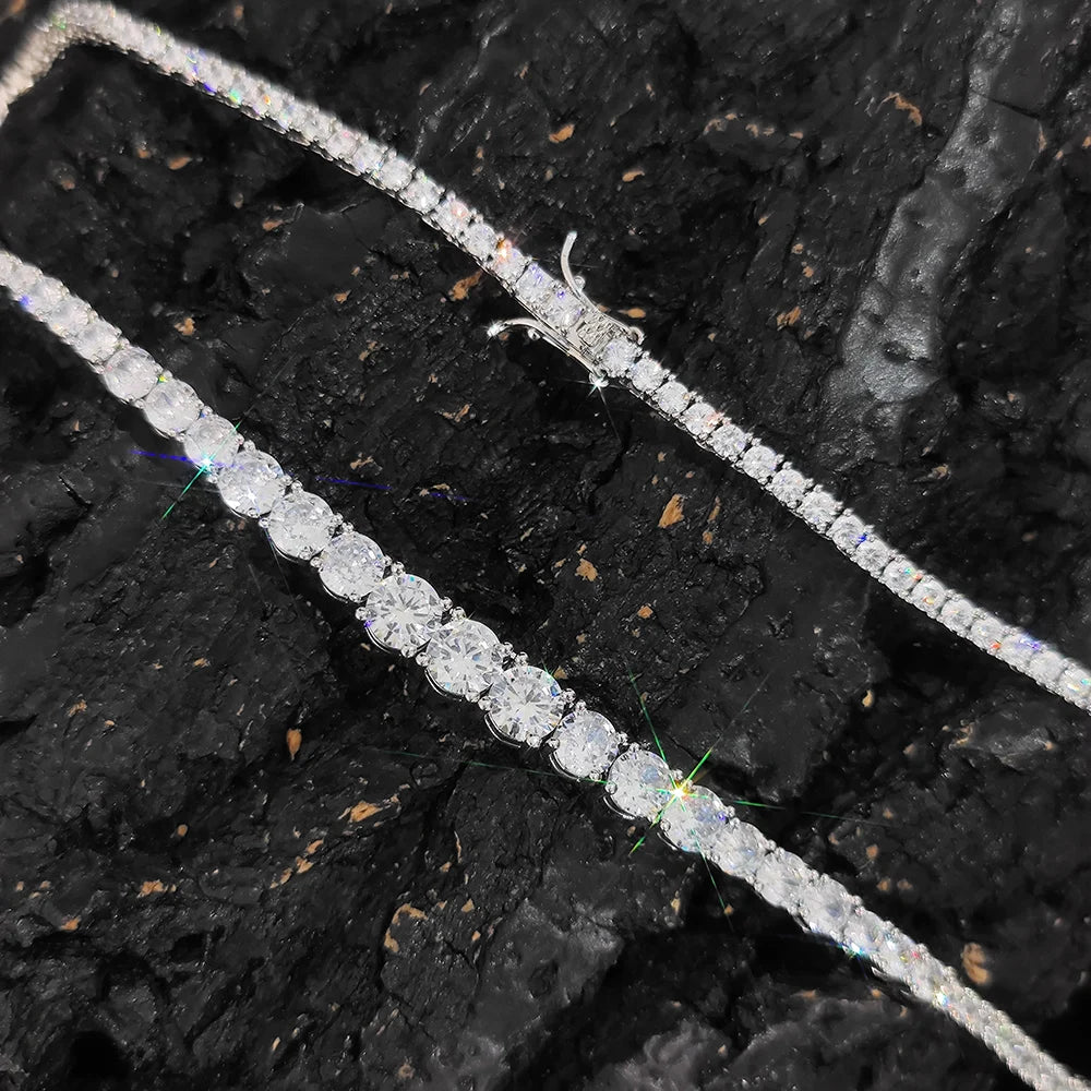 Tennis Chain Necklace Stainless Steel Gradient CZ