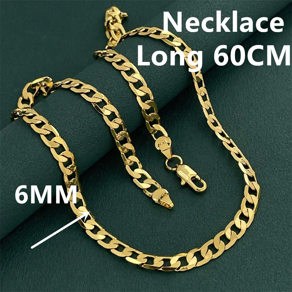 Andara Luxury 925 Sterling Silver Gold Plated 6mm One to One Necklace, Unisex Engagement Accessories Jewelry 45-60cm