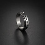 6MM Silver Color Stainless Steel Rotatable Star Rings For Men Women Trendy Male Stylish Punk Metal Ring Spinner Jewelry