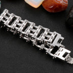 Stainless Steel Rock And Roll Rap Jewelry 24MM Width Motorcycle Chain Man Bracelet Hand Chain Accessories Wristband