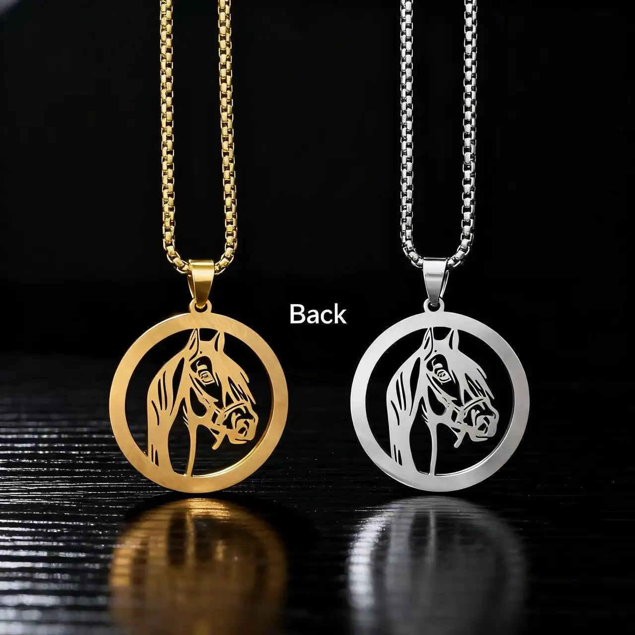 Iced Out Horse Steel Pendant Rhinestone Zodiac