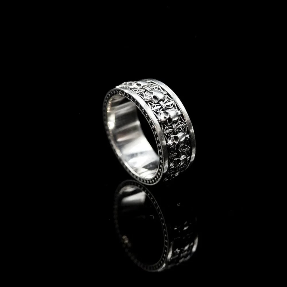 Vintage Gothic Hip-hop Punk Skull Open Ring Men and Women Fashion Trend Role-playing Props Finger Ring Party Popular