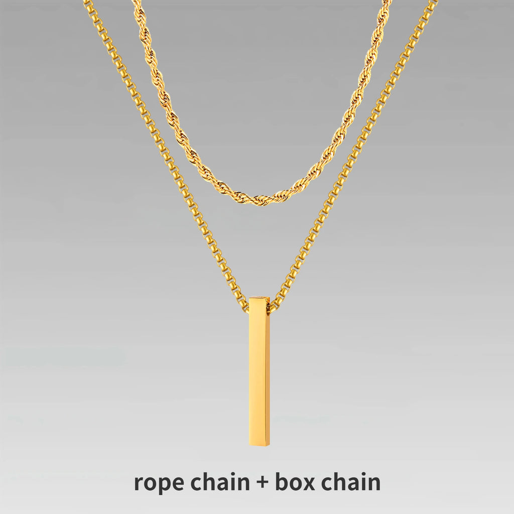 Vertical Bar Rope Cuban Chain Pendant — SS