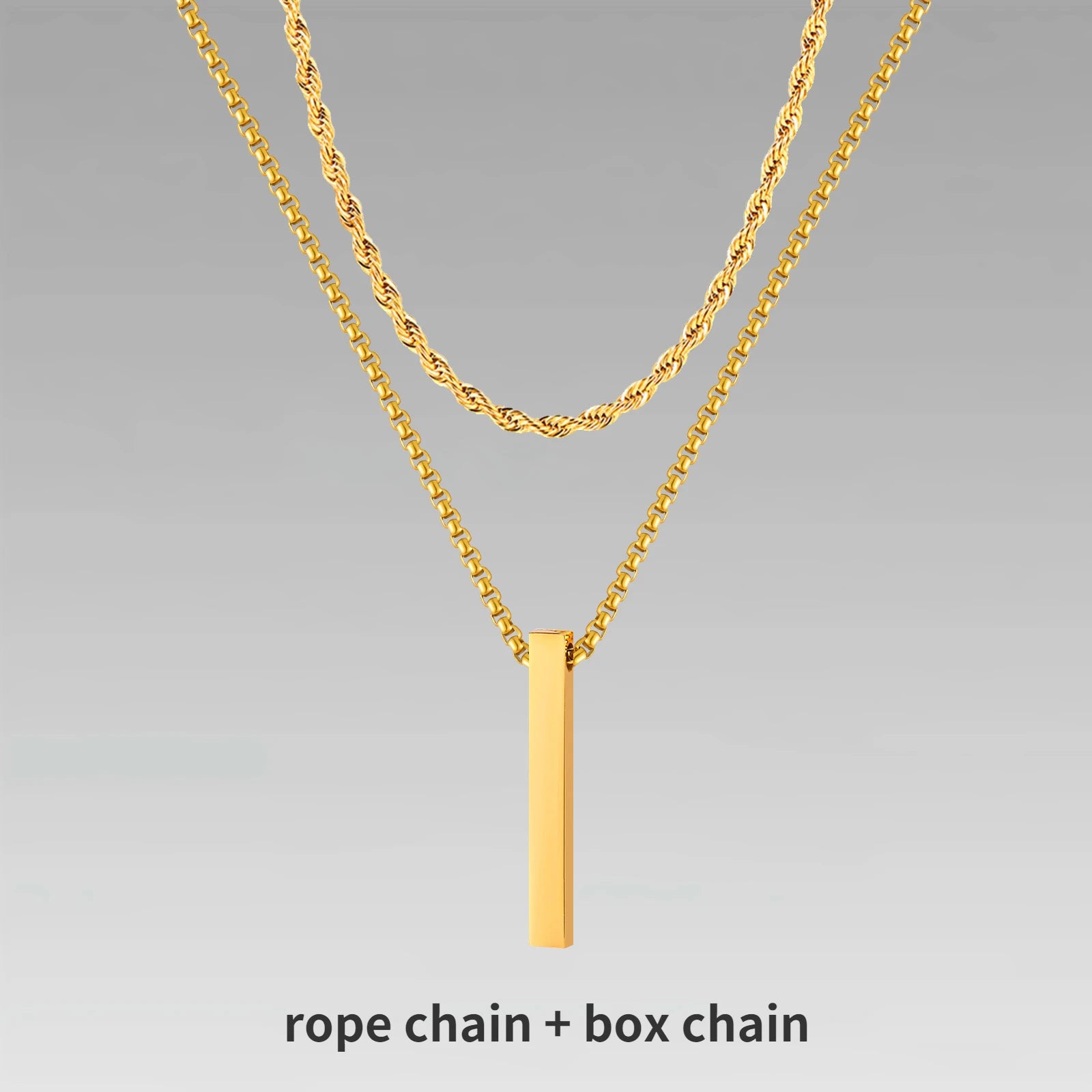 Vertical Bar Rope Cuban Chain Pendant — SS