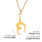 Unift Stainless Steel Sport Women Necklace Runner Rhythmic Gymnastics  Silhouette Pendant Fashion Birthday Jewelry Wholesale