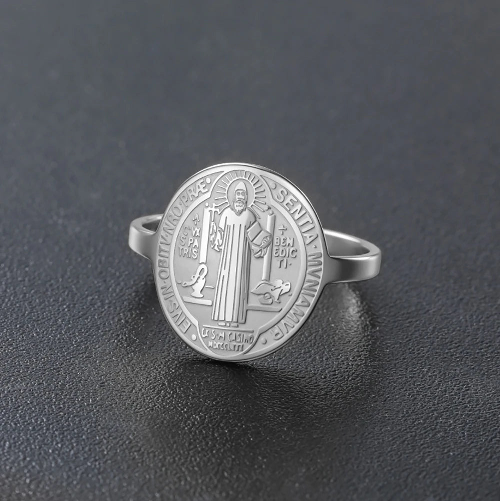 Saint Benedict of Nursia Ring for Men and Women — Stainless Steel