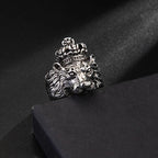 Retro Lion Crown Ring For Men Silver Color Punk Gothic Adjustable Ring Rock Hiphop Biker Jewelry Accessories Man Gift