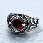 Gemstone Carved Ring — Stainless Steel