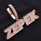 Rose Gold Baguette Letter Pendant Moissanite