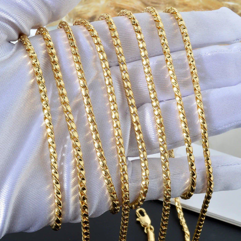 Textured Flat Woven Herringbone Chain Necklace Stackable 60cm
