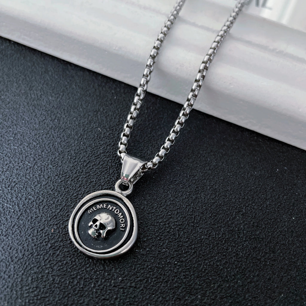 Memento Mori Skull Pendant Necklace — Stainless
