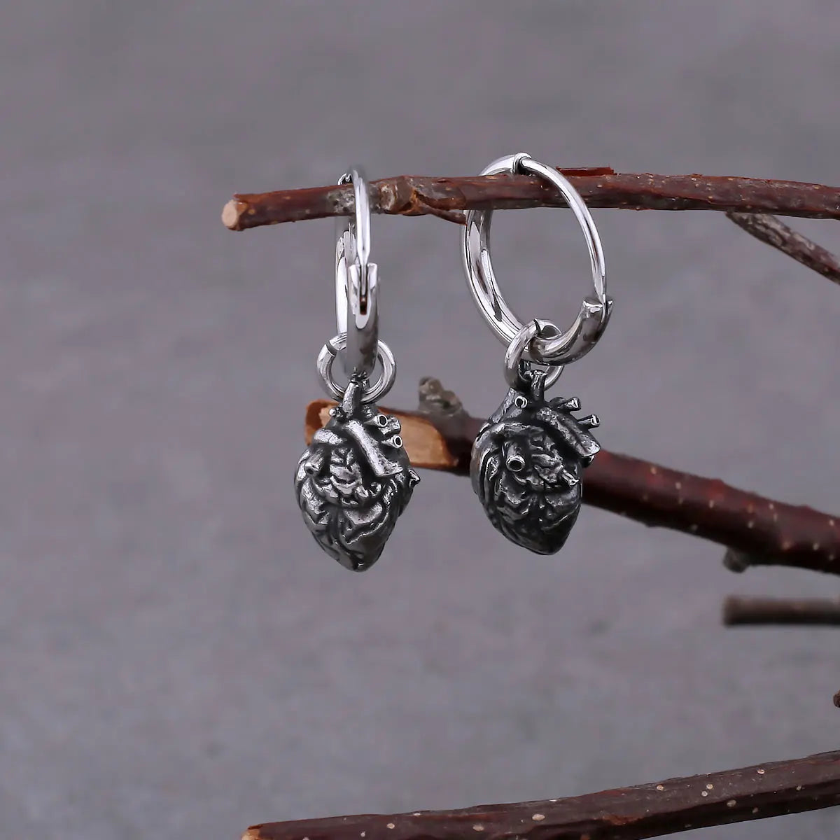 Heart Drop Earrings — Stainless Steel
