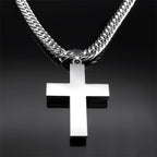 Cross Layered Silver Pendant Necklace — Stainless Steel