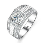 Platinum PT950 Men's Luxury Eternal 18K White Gold Rings With Credentials 1 Carat VVS D Color Diamond Moissanite