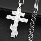 Hip Hop Stainless Steel Orthodox Cross Necklace Faith Christ Amulet Pendant Necklaces Classic Religious Jewelry Gifts