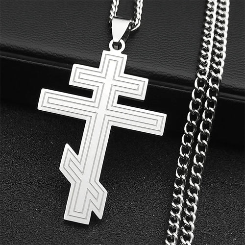 Cross Orthodox Pendant Necklace — Stainless Steel