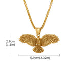 Vnox Men's Stainless Steel Eagle Pendant Necklace, Gold Silver Plated Hip Hop Box Chain, Punk Jewelry Gift for Dad Husband Son