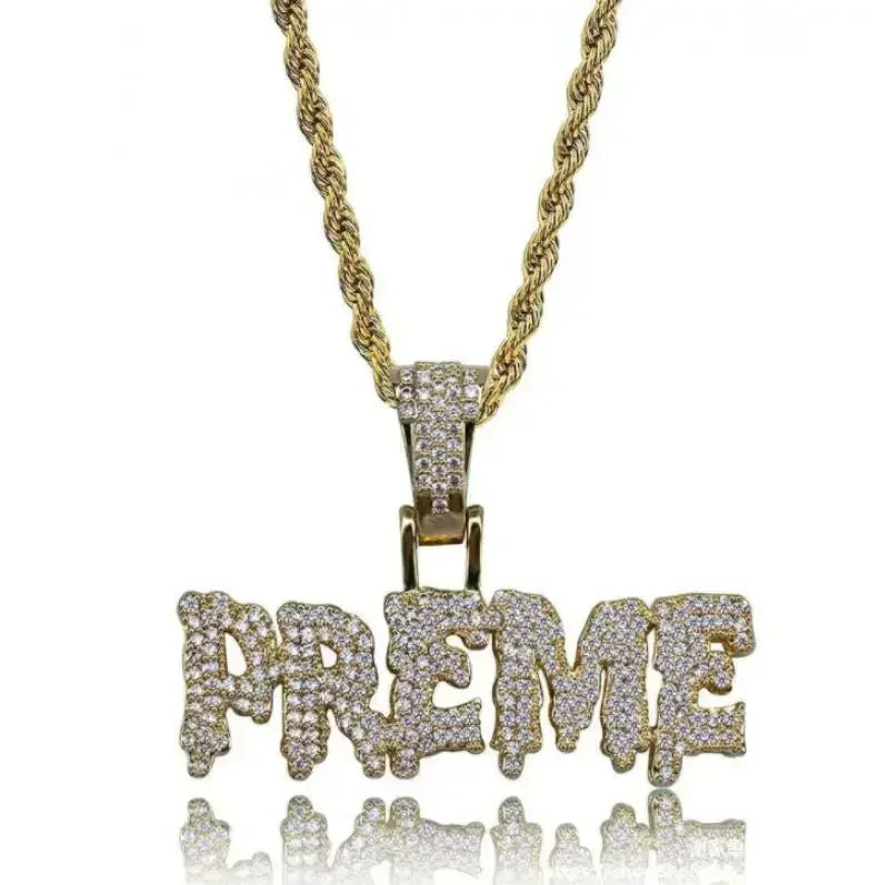 Bling Iced Out Savage Pendant Cubic Zirconia Letter Necklace for Men Women Hip Hop Rock Rap Party Jewelry