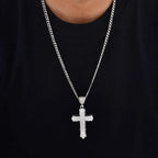 Iced Out Cross Cuban Pendant — Stainless