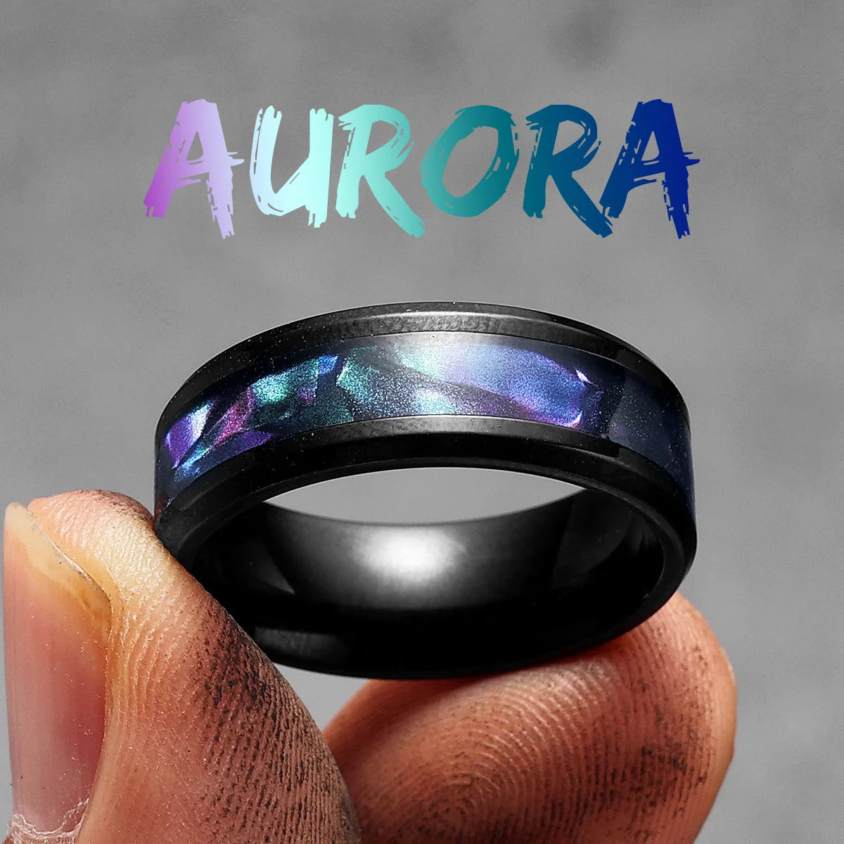 Black Aurora Ring Stainless Steel