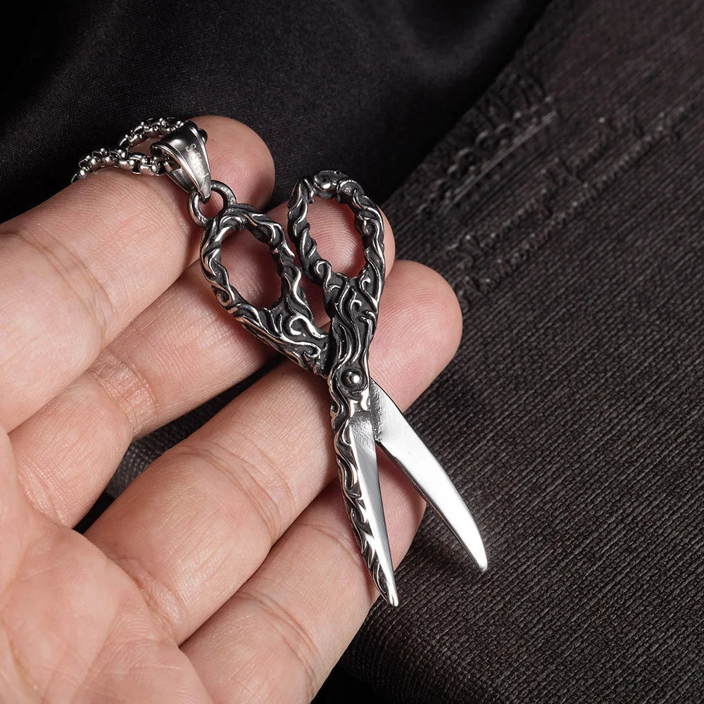 Scissors Pendant Necklace — Stainless Steel