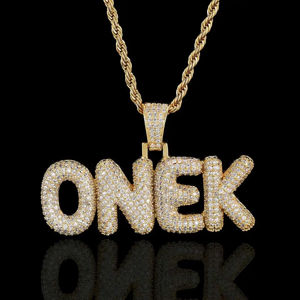 Iced Out Letter Pendant Necklace Name