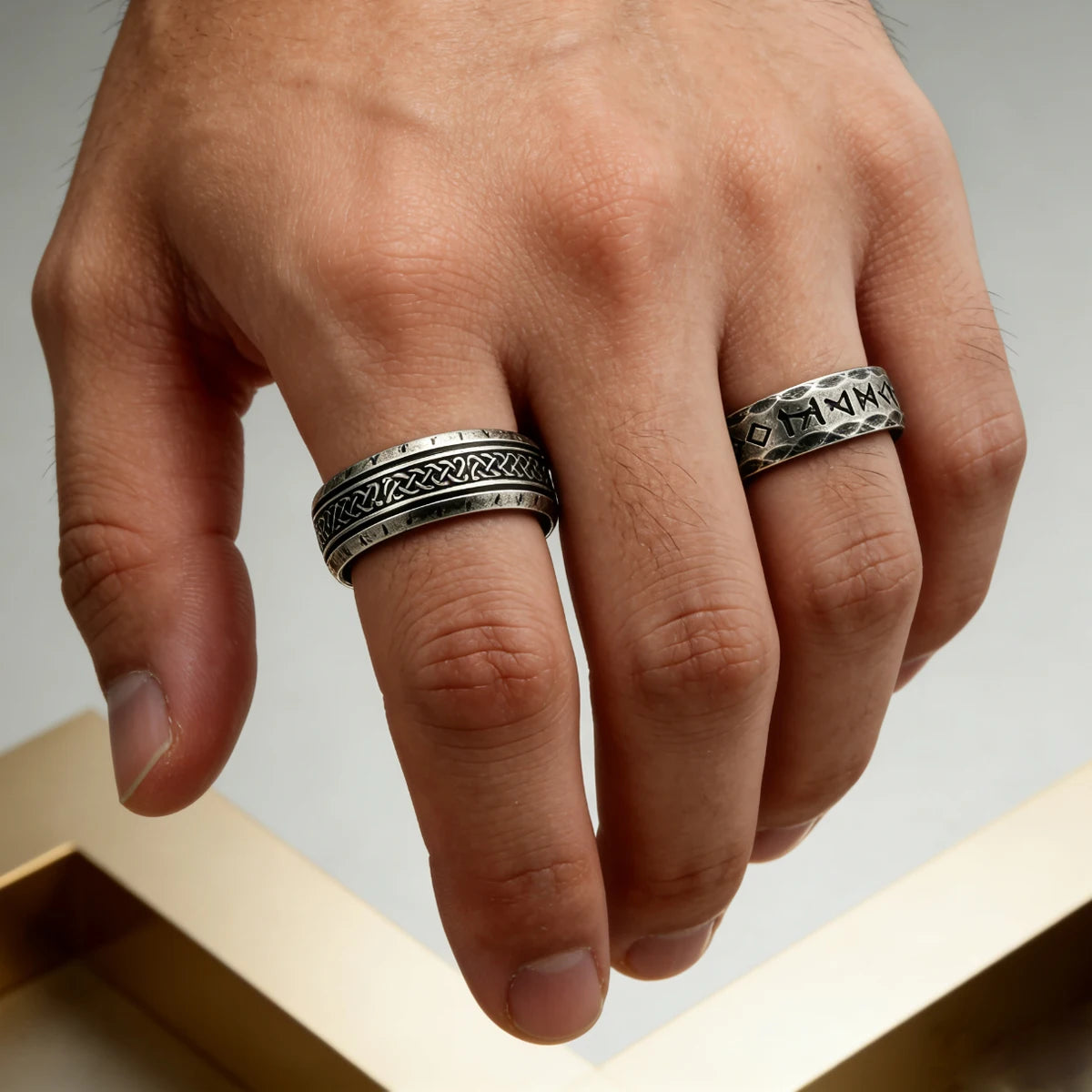 Viking Runes Celtic Knot Ring — Stainless Steel