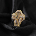 Iced Out Cross Ring for Men and Women — Two-Tone CZ Pave