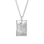 Dawapara Vintage Tarot Card Necklace The Major Arcana Pagan Astrology Talisman Pendants Necklace Stainless Steel Jewelry