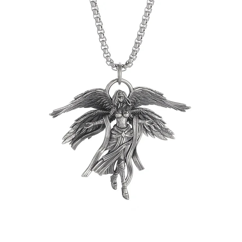 Cat Wings Animal Pendant Necklace — Silver