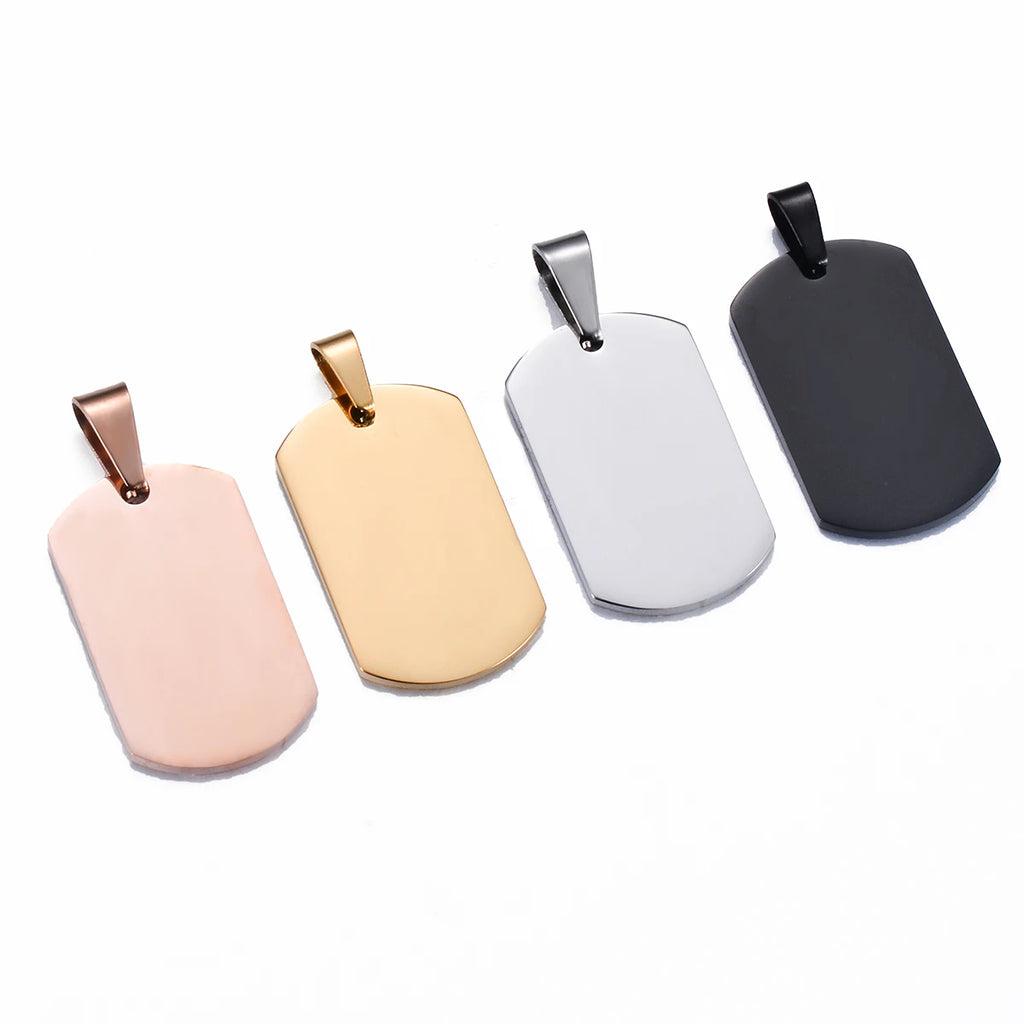 18x30mm Small Military Army ID 4 Colors Stainless Steel Name Blank Dog Tags Pendant Rectangle Necklace Jewelry