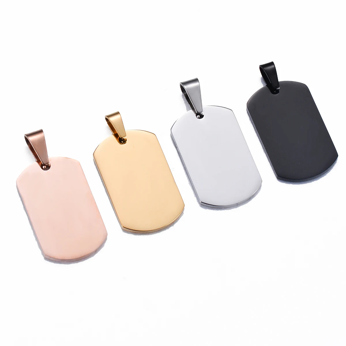 18x30mm Small Military Army ID 4 Colors Stainless Steel Name Blank Dog Tags Pendant Rectangle Necklace Jewelry