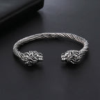 My Shape Viking Animal Cuff Bangles for Men Punk Wolf Lion Leopard Skeleton Stainless Steel Bracelet Nordic Vintage