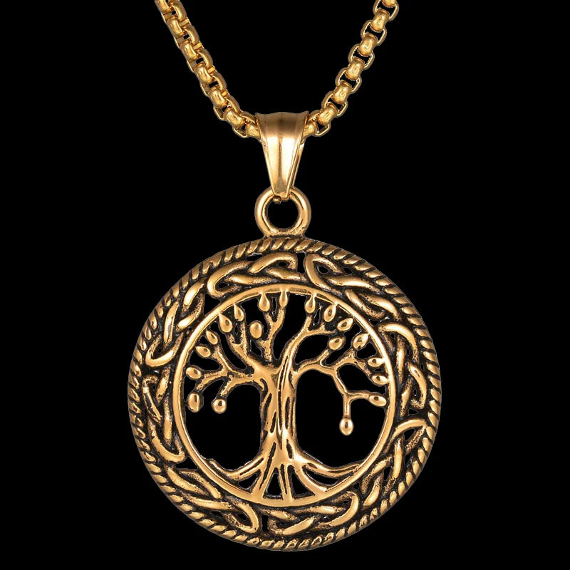 Gold Vintage Tree of Life Pendant Necklace