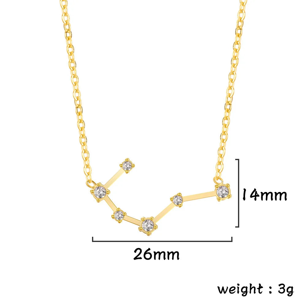 Unift Clear Zircon Zodiac Constellation Women Necklaces Star Sign Pisces Aries Taurus Pendant Fashion Horoscope Amulet Jewelry