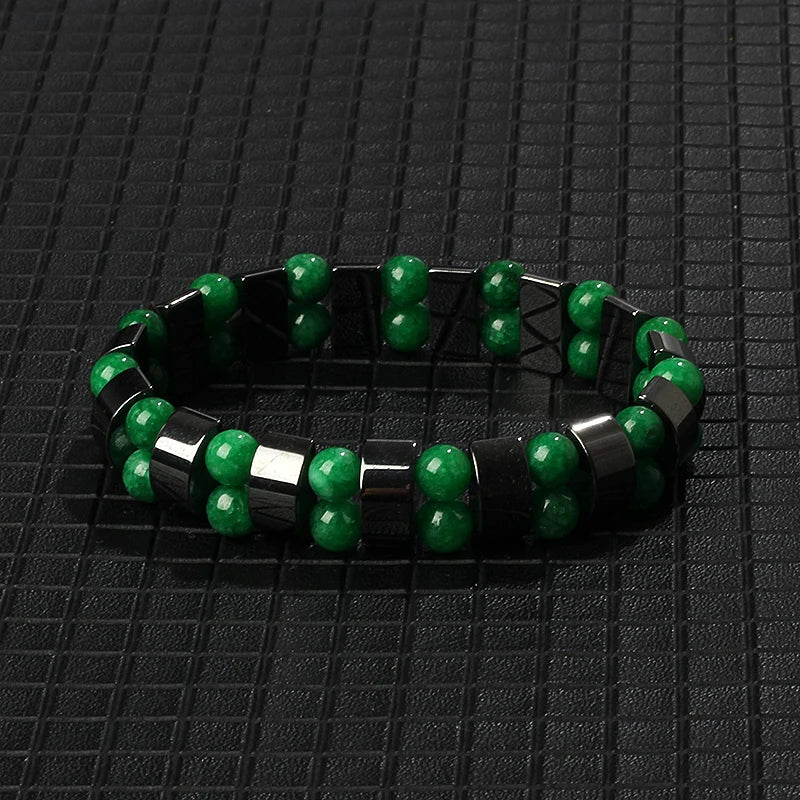 Hematite Therapy Stretch Bracelet — Mixed Metal