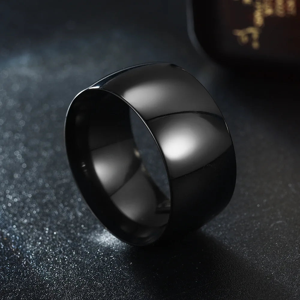 Steel Ring 12MM Wide Smooth Punk Finger Band