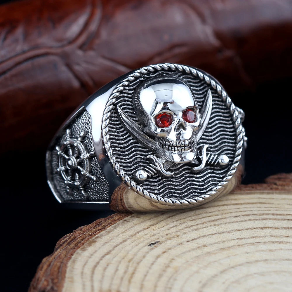 Skull Pirate Anchor Ring — 925 Silver