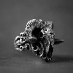 Retro Gothic Cross Demon Skull Sheep Head Open Adjustable Ring Men's Punk Religious Alternative Jewelry