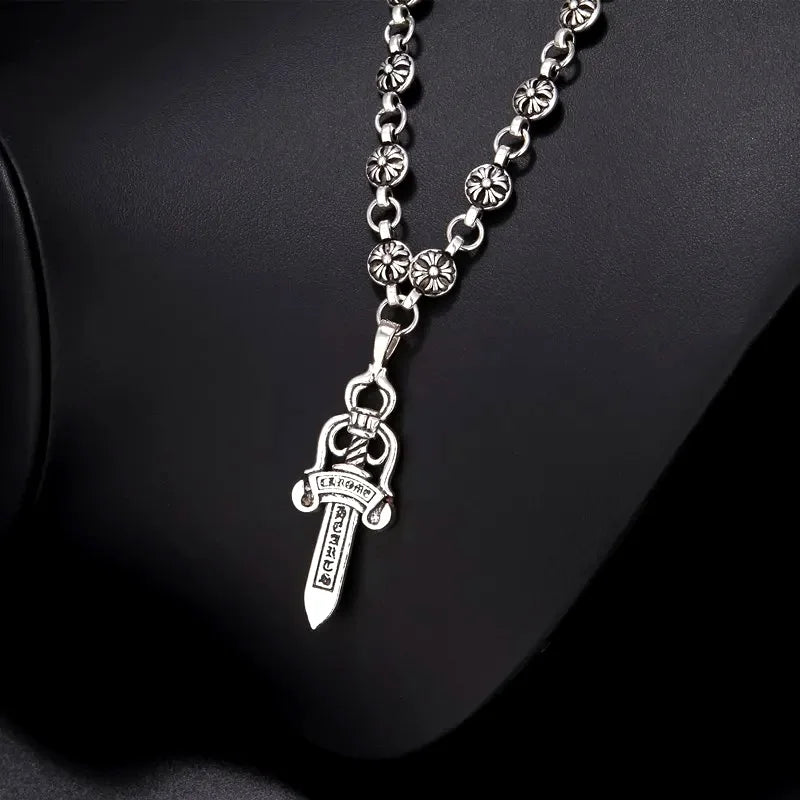Vintage Silver Sword Pendant — Stainless Steel