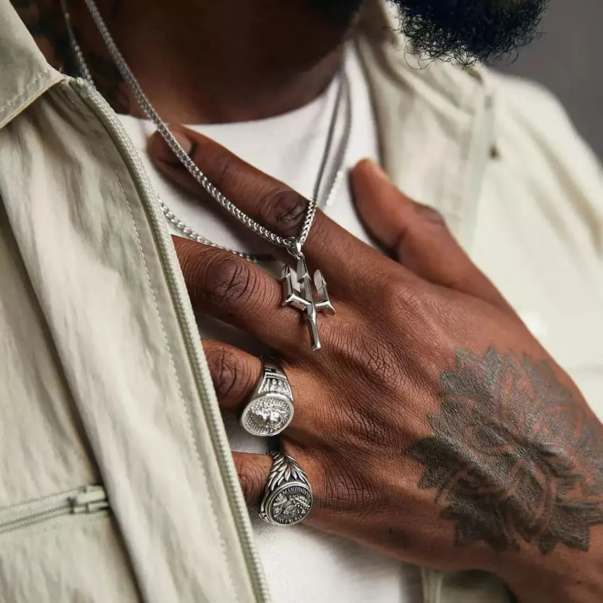 Greek Poseidon Trident Pendant Necklace — Stainless Steel