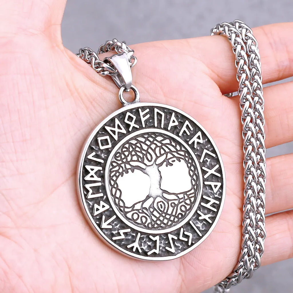 Odin Rune Vegvisir Pendant Necklace — Stainless Steel
