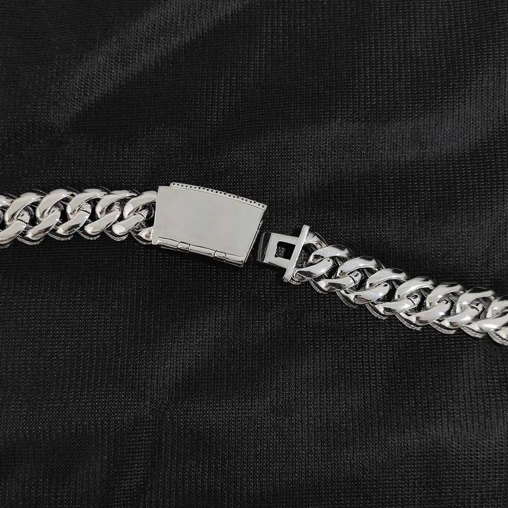 Iced Out Cuban Chain Necklace Stainless Steel 18MM