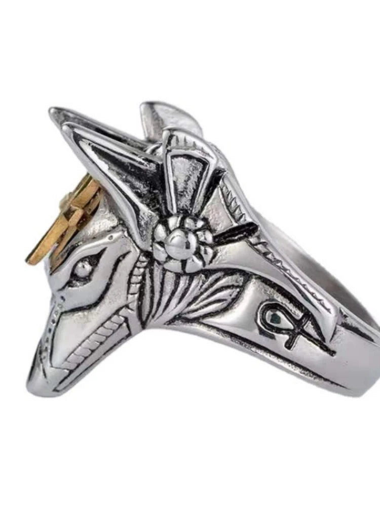 Wolf Anubis Steel Ring Death Head Self Defense