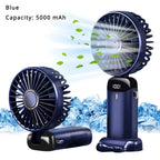 5000mAh Portable Fan Rechargeable 90° Foldable 5 Speed Mini Air Conditioner Small Fan Air Cooler with LED Digital