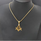 Masonic Necklace for Men Gold Silver Plated Mason Energy Freemason Pendant Stainless Steel Amulet Religious Gothic Punk