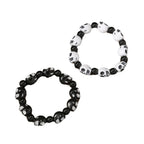 Punk Goth Skull Skeleton Bracelets for Women Men Hip Hop Elastic Beaded Bracelets Bangles Handmade Halloween Jewelry
