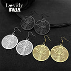 Snake Trident Gold Earrings Wicca Triple Moon