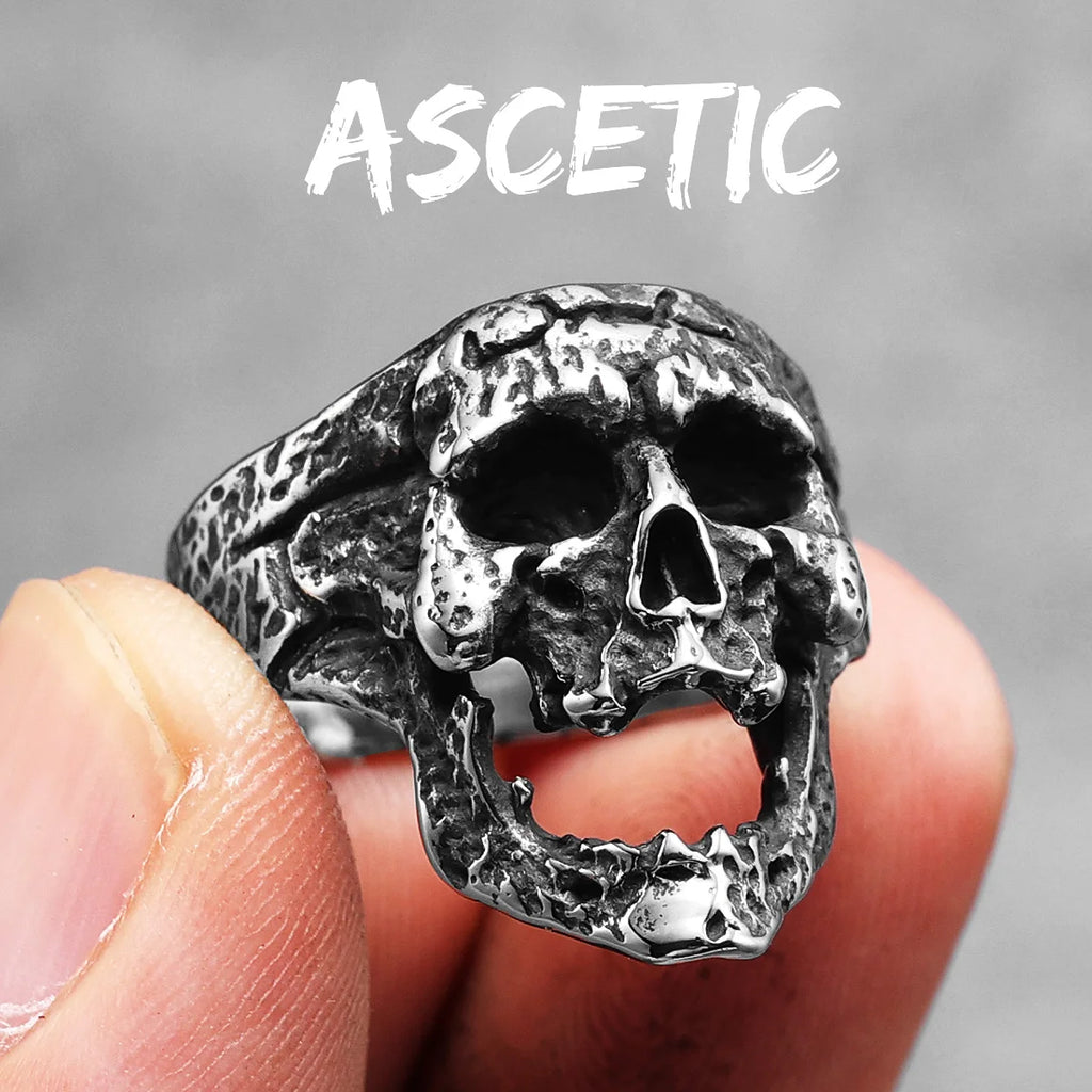 Vintage Punk Gothic All Skull Head Series Stainless Steel Womens Mens Rings Unique for Biker Jewelry Creativity Gift