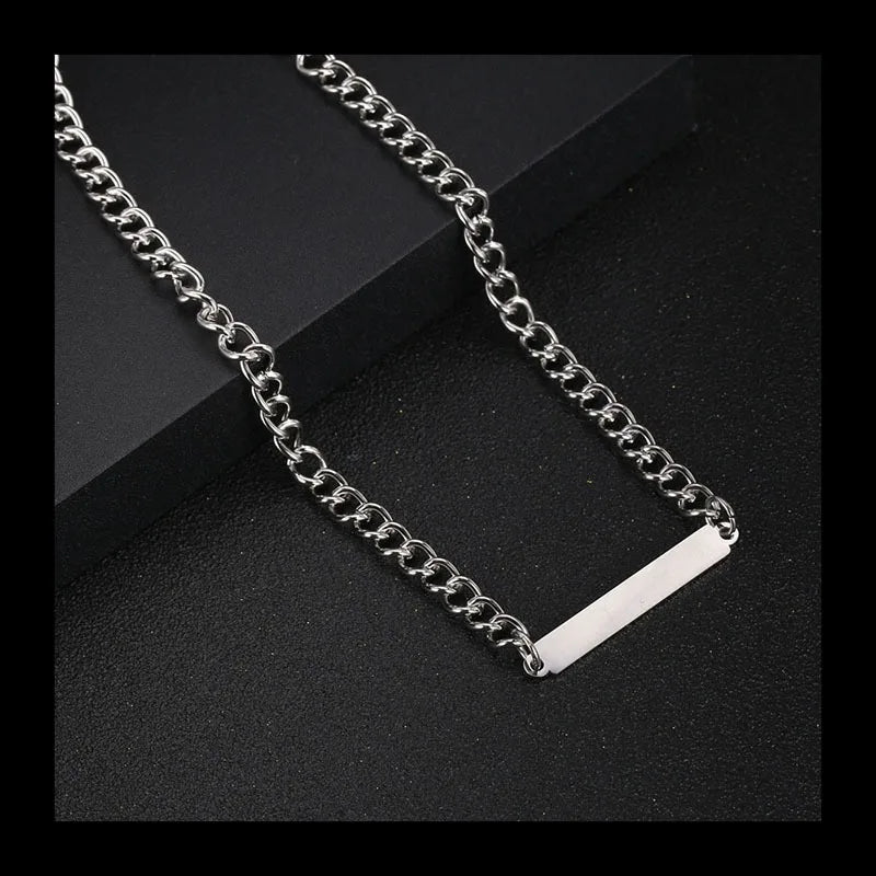 Minimal Bar Pendant Necklace — Stainless